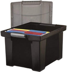 Storex - 1 Compartment, 18-1/2" Wide x 10-7/8" High x 14-1/4" Deep, Portable Storage Box - Plastic, Black/Silver - All Tool & Supply