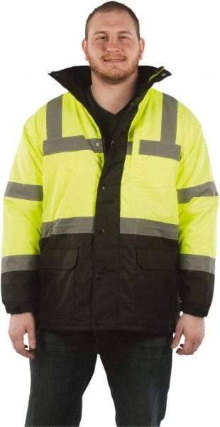 Utility Pro Wear - Size 3XL Cold Weather & High Visibility Parka - Yellow, Polyester & Teflon, Zipper, Snaps Closure - All Tool & Supply