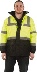 Utility Pro Wear - Size 2XL Cold Weather & High Visibility Parka - Yellow, Polyester & Teflon, Zipper, Snaps Closure - All Tool & Supply