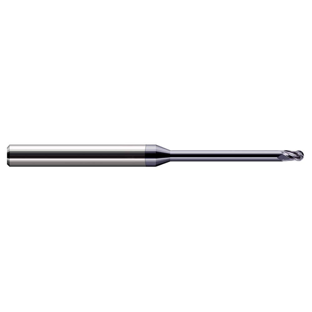 Ball End Mill: 4 Flute, Solid Carbide 2-1/2″ OAL, 1/8″ Shank Dia, 30 ° Helix, AlTiN Coated