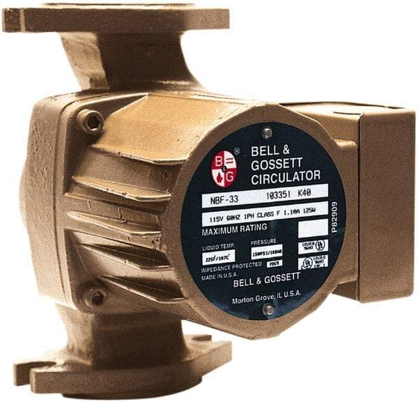 Bell & Gossett - .17 hp, 1 Phase, Bronze Housing, Noryl Impeller, Inline Circulator Pump - 115/230V Volt, 60 Hz Hz, 125 Max psi, 120V Motor - All Tool & Supply