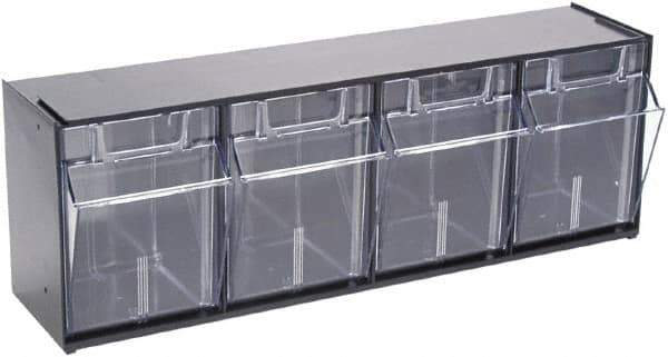 Deflect-o - 4 Compartment, 23-5/8 Inch Wide x 6-5/8 Inch Deep x 8-1/8 Inch High, Covered Modular - Plastic, Black and Clear - All Tool & Supply