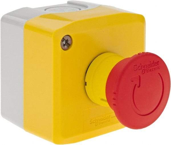 Square D - Extended Mushroom Head, Pushbutton Switch Only - Round, Red Pushbutton, Nonilluminated, Shock and Vibration Resistant - All Tool & Supply