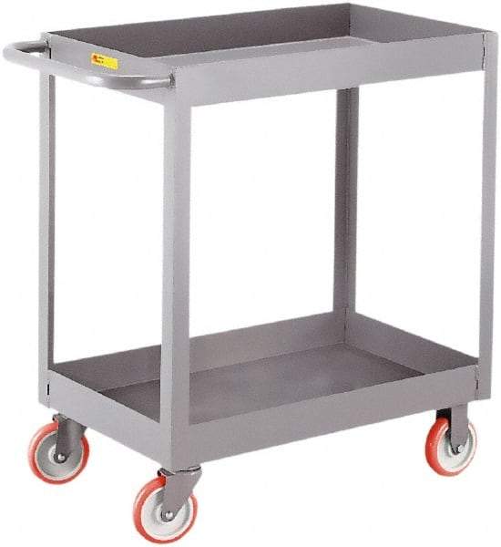 Little Giant - 1,200 Lb Capacity, 18" Wide x 30" Long x 35" High Deep Shelf Cart - 2 Shelf, Steel, 2 Rigid/2 Swivel Casters - All Tool & Supply