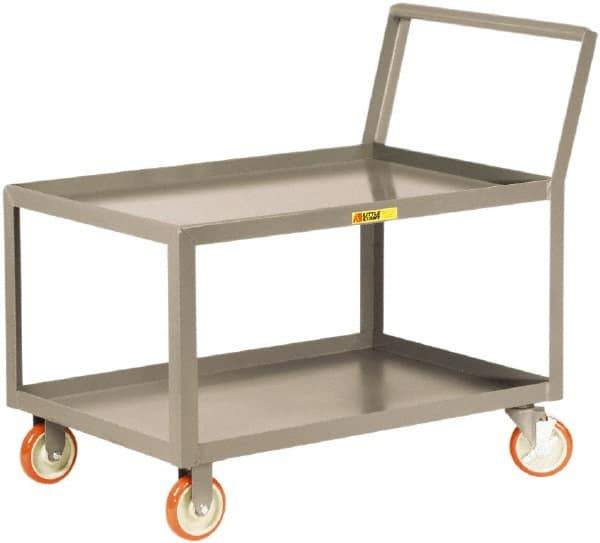 Little Giant - 1,200 Lb Capacity, 30" Wide x 60" Long x 35-3/4" High Standard Utility Cart - 2 Shelf, Steel, 2 Rigid/2 Swivel Casters - All Tool & Supply