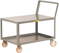 Little Giant - 1,200 Lb Capacity, 18" Wide x 24" Long x 35-3/4" High Standard Utility Cart - 2 Shelf, Steel, 2 Rigid/2 Swivel Casters - All Tool & Supply