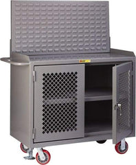 Little Giant - Mobile Bench Cabinet with Louvered Panel - Steel, Gray, 48" Long x 24" Deep x 65" High - All Tool & Supply