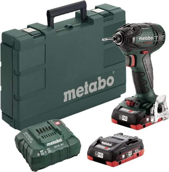 Metabo - 18 Volt, 1/4" Drive, 1,770 Ft/Lb Torque, Cordless Impact Driver - Pistol Grip Handle, 2900 RPM, 2 Batteries Included - All Tool & Supply