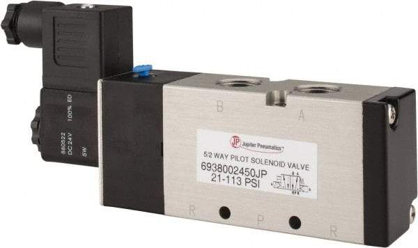 PRO-SOURCE - 3/8", 5/2 Way Single Stacking Solenoid Valve - 24 VDC, 1.9 CV Rate, 2.81" High x 6.22" Long - All Tool & Supply