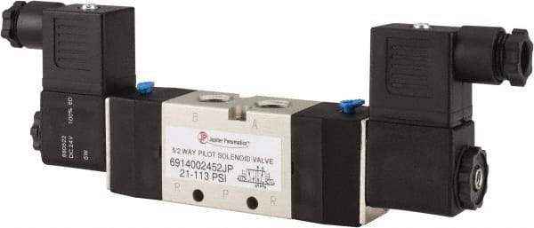 PRO-SOURCE - 1/4", 5/2 Way Double Stacking Solenoid Valve - 24 VDC, 0.98 CV Rate, 2.6" High x 7.76" Long - All Tool & Supply