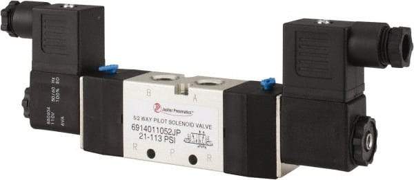 PRO-SOURCE - 1/4", 5/2 Way Double Stacking Solenoid Valve - 110 VAC, 0.98 CV Rate, 2.6" High x 7.76" Long - All Tool & Supply