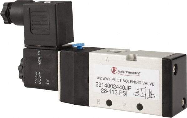 PRO-SOURCE - 1/4", 3/2 Way Single Stacking Solenoid Valve - 24 VDC, 0.98 CV Rate, 2.6" High x 5.12" Long - All Tool & Supply