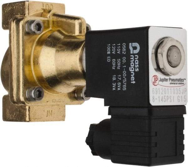 PRO-SOURCE - 1/2", 2/2 Way Steam Series Stacking Solenoid Valve - 110 VAC, 4.5 CV Rate, 4.19" High x 2.76" Long - All Tool & Supply