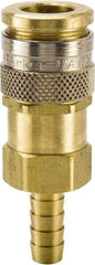 Parker - Hose Barb European High Flow Pneumatic Hose Coupler - Brass, 3/8" Body Diam, 1/2" Hose ID - All Tool & Supply