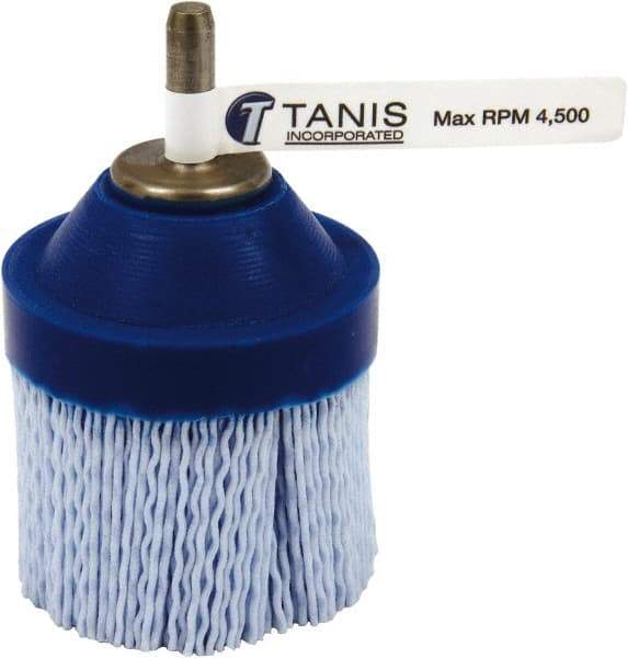 Tanis - 80 Grit, 2" Brush Diam, Crimped, End Brush - 1/4" Diam Steel Shank, 4,500 Max RPM - All Tool & Supply