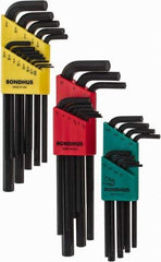 Bondhus - 30 Piece L-Key Hex Key Set - Hex Range 0.05 to 3/8", 8-5/8" OAL, Protanium High Torque Steel - All Tool & Supply