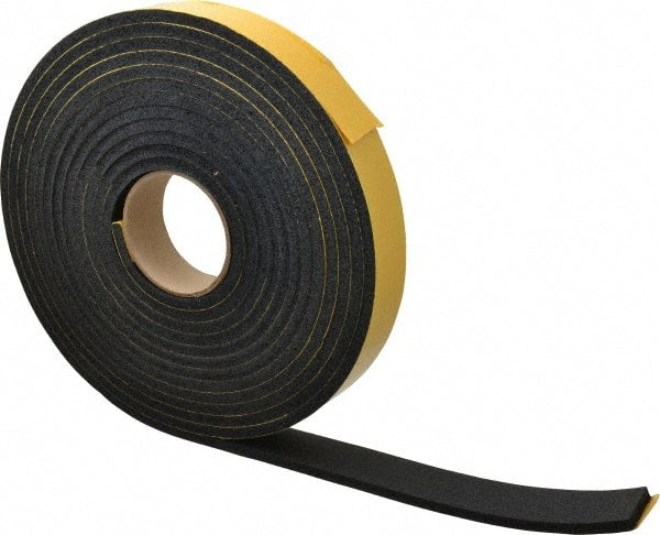 Made in USA - 25' x 1-1/2" x 5/16" Black Natural Foam Roll - All Tool & Supply