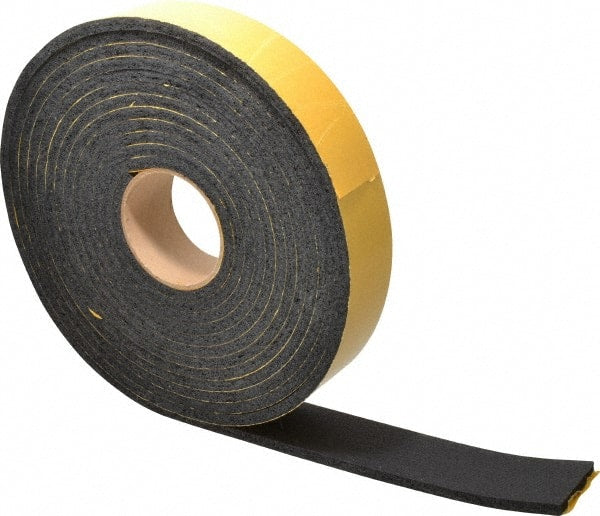 Made in USA - 25' x 2" x 5/16" Black Natural Foam Roll - All Tool & Supply