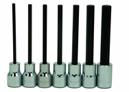 8 Piece - 1/8; 9/64; 5/32; 3/16; 7/32; 1/4; 5/16; & 3/8" - 3/8" Drive - Hex Long Bit Socket Set - All Tool & Supply