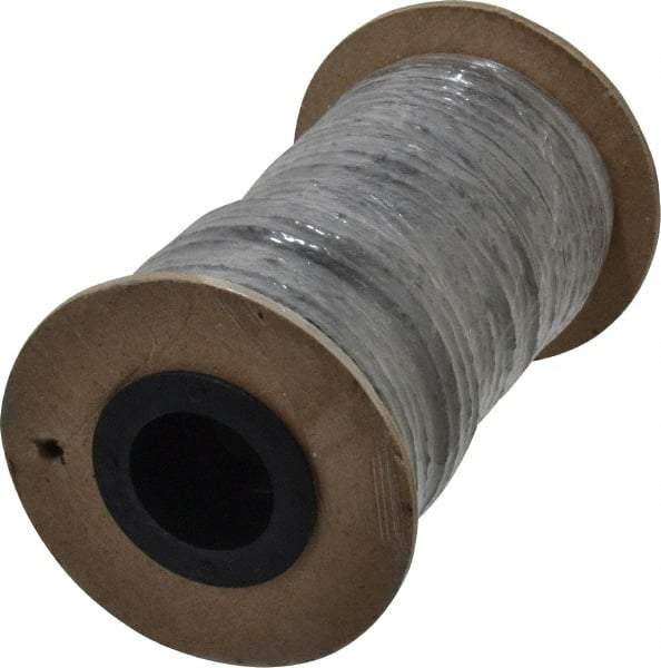 Made in USA - 1/8" x 57-1/2' Spool Length, Graphite Yarn Compression Packing - 3,500 Max psi, -450 to 6000° F, Dark Gray - All Tool & Supply