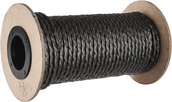 Made in USA - 1/8" x 38' Spool Length, 100% GFO Fiber Compression Packing - 1,900 Max psi, -400 to 550° F, Dark Gray - All Tool & Supply