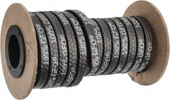 Made in USA - 1/4" x 9.8' Spool Length, 100% GFO Fiber Compression Packing - 1,900 Max psi, -400 to 550° F, Dark Gray - All Tool & Supply