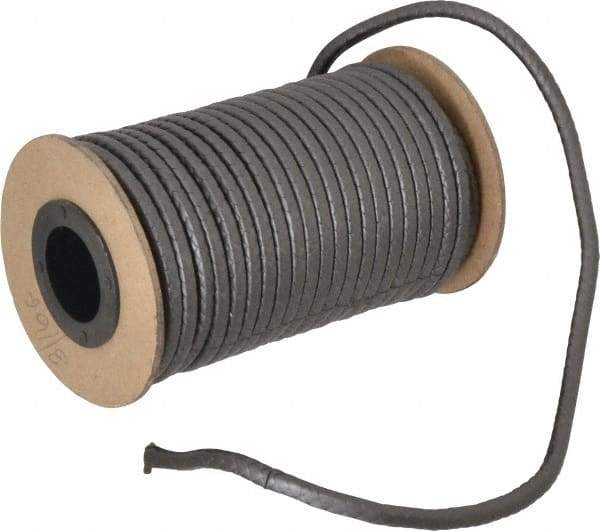 Made in USA - 3/16" x 33' Spool Length, 100% GFO Fiber Compression Packing - 1,900 Max psi, -400 to 550° F, Dark Gray - All Tool & Supply