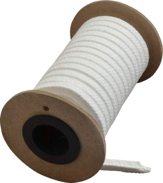 Made in USA - 1/4" x 10' Spool Length, PTFE/Hard Filament Compression Packing - 4,000 Max psi, -450 to 500° F, White - All Tool & Supply