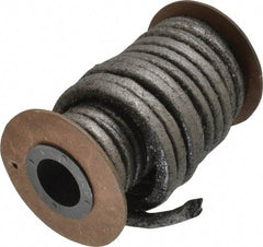 Made in USA - 1/4" x 12-1/2' Spool Length, Graphite Impregnated Aramid Compression Packing - 1,800 Max psi, -50 to 600° F, Gray - All Tool & Supply