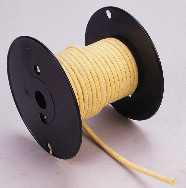 Made in USA - 1/8" x 81' Spool Length, TFE/Aramid Compression Packing - 5,000 Max psi, -100 to 500° F, Yellow - All Tool & Supply