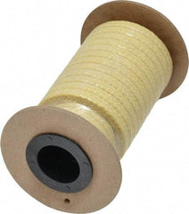 Made in USA - 1/4" x 12' Spool Length, TFE/Aramid Compression Packing - 5,000 Max psi, -100 to 500° F, Yellow - All Tool & Supply