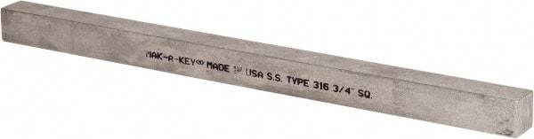 Made in USA - 12" Long x 3/4" High x 3/4" Wide, Undersized Key Stock - Type 316 Stainless Steel - All Tool & Supply