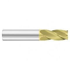 7/8 Dia. x 4 Overall Length 4-Flute Square End Solid Carbide SE End Mill-Round Shank-Center Cut-TiN - All Tool & Supply