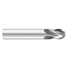 ‎3/32″ Dia. × 1/8″ Shank × 3/16″ DOC × 1-1/2″ OAL, Carbide Uncoated, 4 Flute, 30° Helix, Round, External , Ballnose End Mill - All Tool & Supply