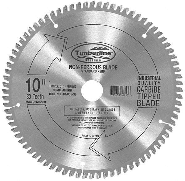 Amana Tool - 10" Diam, 5/8" Arbor Hole Diam, 60 Tooth Wet & Dry Cut Saw Blade - Carbide-Tipped, Chip Free Action, Standard Round Arbor - All Tool & Supply