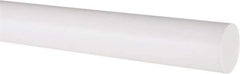 Made in USA - 4' Long, 1" Diam, PTFE (Virgin) Plastic Rod - White - All Tool & Supply