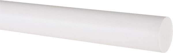 Made in USA - 6' Long, 1" Diam, PTFE (Virgin) Plastic Rod - White - All Tool & Supply