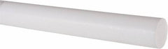 Made in USA - 2' Long, 1-1/4" Diam, PTFE (Virgin) Plastic Rod - White - All Tool & Supply