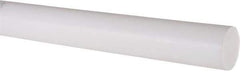 Made in USA - 3' Long, 1-1/4" Diam, PTFE (Virgin) Plastic Rod - White - All Tool & Supply