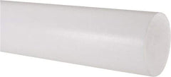 Made in USA - 1' Long, 2-1/2" Diam, PTFE (Virgin) Plastic Rod - White - All Tool & Supply