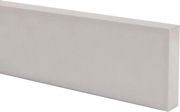 Made in USA - 1 Ft. Long x 4 Inch Wide x 1 Inch High, Virgin PTFE, Rectangular Plastic Bar - White, +/- 0.060 Tolerance - All Tool & Supply