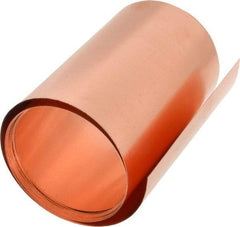 Made in USA - 100 Inch Long x 6 Inch Wide x 0.008 Inch Thick, Roll Shim Stock - Copper - All Tool & Supply