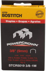 Stanley Bostitch - 3/8" Long x 7/16" Wide, 18 Gauge Crowned Construction Staple - Steel, Chisel Point - All Tool & Supply