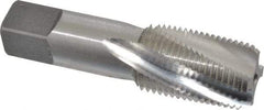 Balax - 1/2-14 NPT, 15° Helix, 4 Flutes, Bottoming Chamfer, Bright Finish, Cobalt, Spiral Flute Pipe Tap - Right Hand Flute, 11/16" Shank Diam, 1-3/8" Thread Length, 0.429-0.500" Projection, 5/8" Square Size, - Exact Industrial Supply