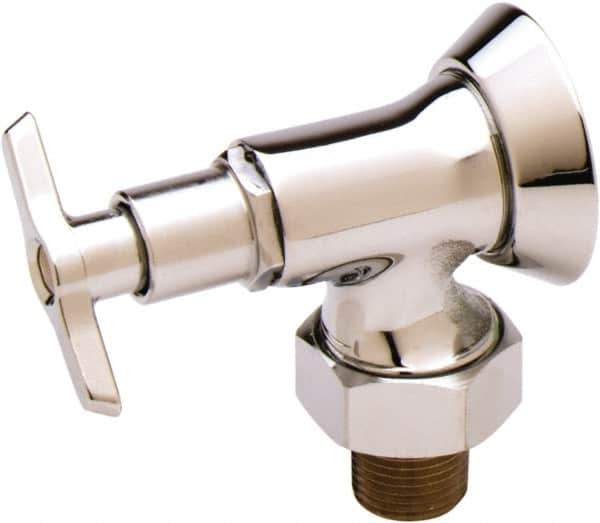 T&S Brass - Flange 1/2 Inlet, 125 Max psi, Chrome Plated, Chrome Plated Loose Key Stop - 1/2 NPT Outlet, Angle, Chrome Handle - All Tool & Supply