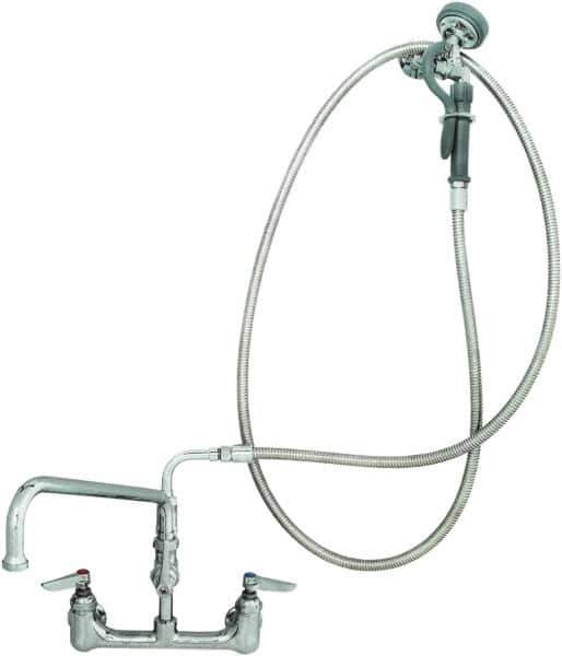 T&S Brass - Riser with Spring Guide, 2 Way Design, Wall Mount, Pre Rinse Faucet Assembly - Lever Handle - All Tool & Supply