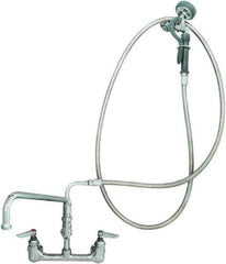 T&S Brass - Riser with Spring Guide, 2 Way Design, Wall Mount, Pre Rinse Faucet Assembly - Lever Handle - All Tool & Supply