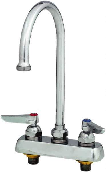 T&S Brass - Standard, 2 Way Design, Deck Mount, Workboard Deck Mount Faucet - 8-3/4 Inch Spout, Lever Handle - All Tool & Supply