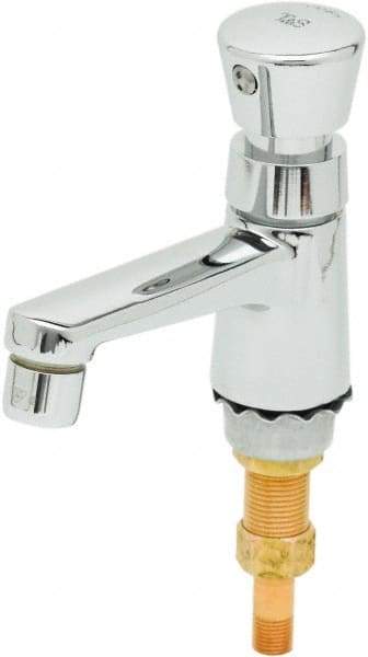 T&S Brass - Push Button Handle, Deck Mounted Bathroom Faucet - Metering Faucet, No Drain, Standard Spout - All Tool & Supply