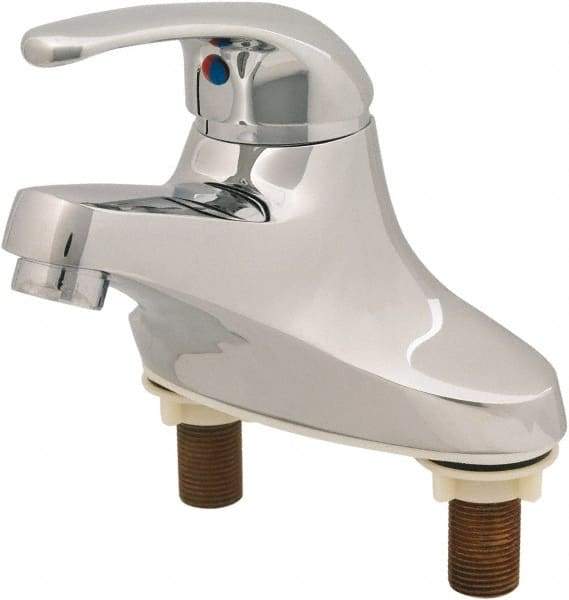 T&S Brass - Straight Handle, Deck Mounted Bathroom Faucet - One Handle, No Drain, Standard Spout - All Tool & Supply